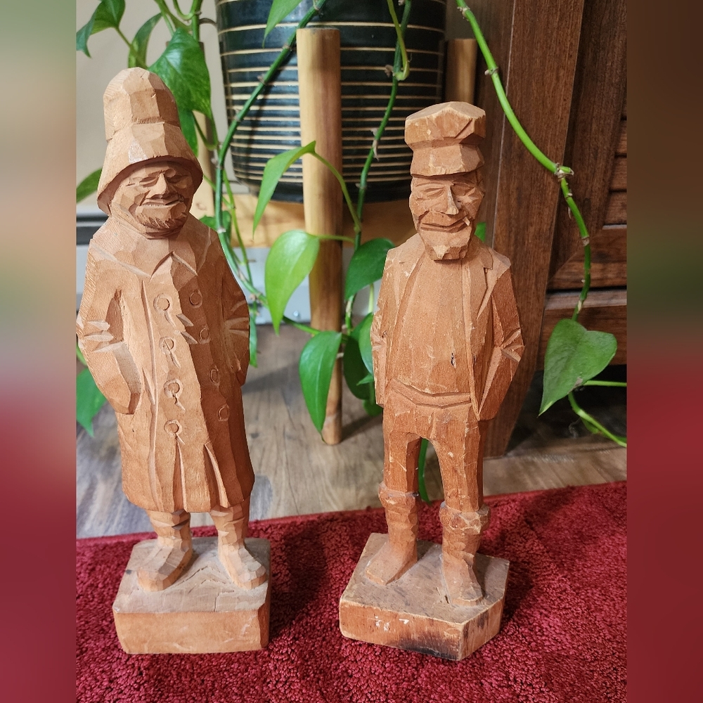 Hand Carved Wood Fishermen